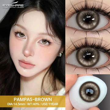 Qfdian 1Pair Fashion Makeup Pampas Series Yearly Purple Contacts Green Eyes Color Lenses Beauty Pupils Eye Color Green Lenses